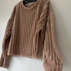 Cozy Ribbed Crew Neck Sweater - Tan